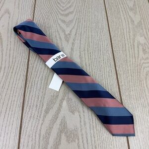 769 - Bar III Men's Slim Tie Dalton Stripe 820 Melon & Navy $55 Polyester Silk